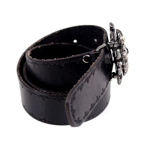 Fossil BLACK GENUINE LEATHER 1 3/8"Wd DRESS CASUAL WOMEN'S BELT Sz S (F2 - Picture 3 of 12